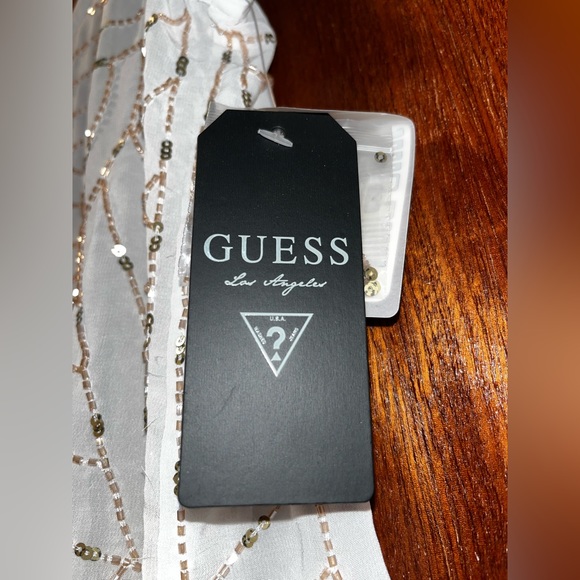 Guess Embellished Sheer Sleeveless Beaded Top Women's S - Picture 7 of 9
